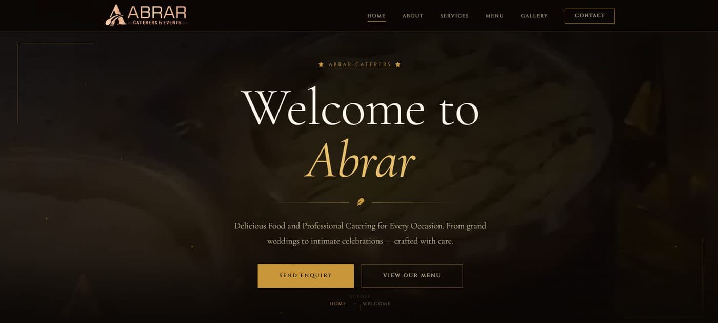 Abrar Caterers & Events website
