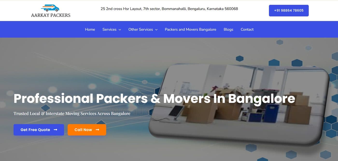 Aarkay Packers & Movers website