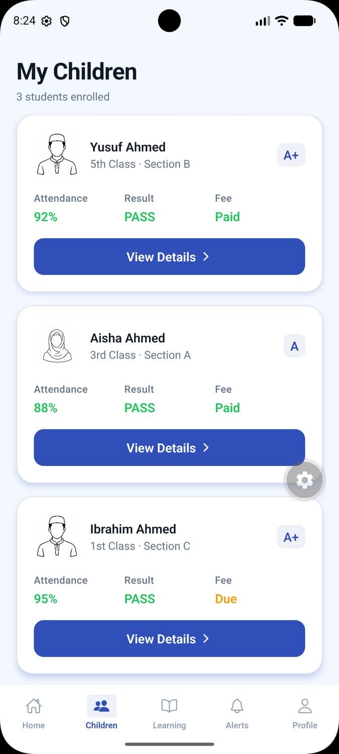 Madrasa app parent view
